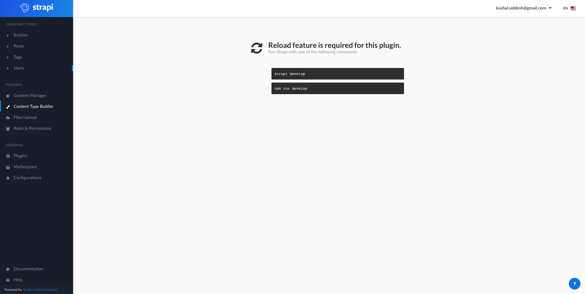 Content type builder not showing up on strapi develop on latest strapi ...