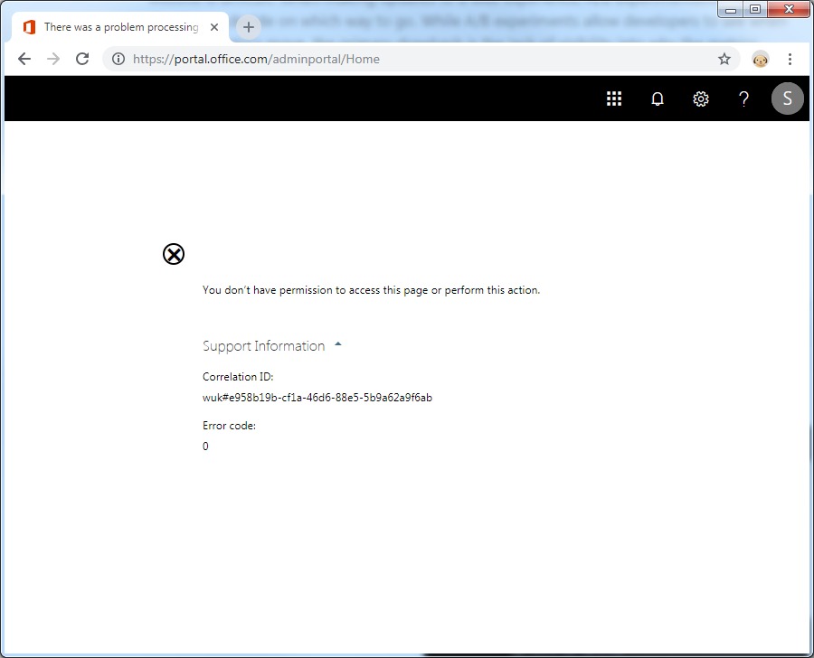 internal admin takeover link throws error issue 20547 portal office com home