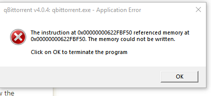 Application Error · Issue #8570 · qbittorrent/qBittorrent · GitHub