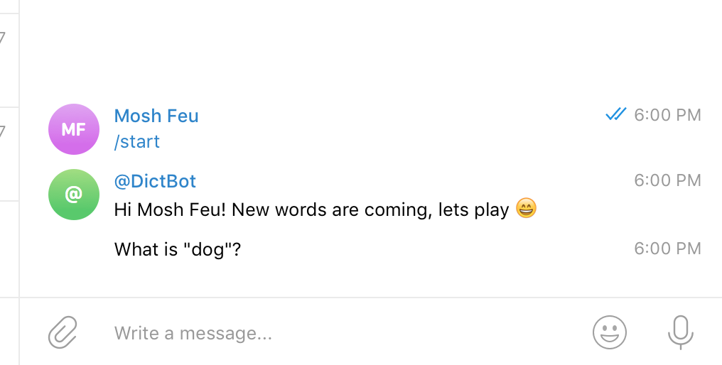 screenshot of the dictation game