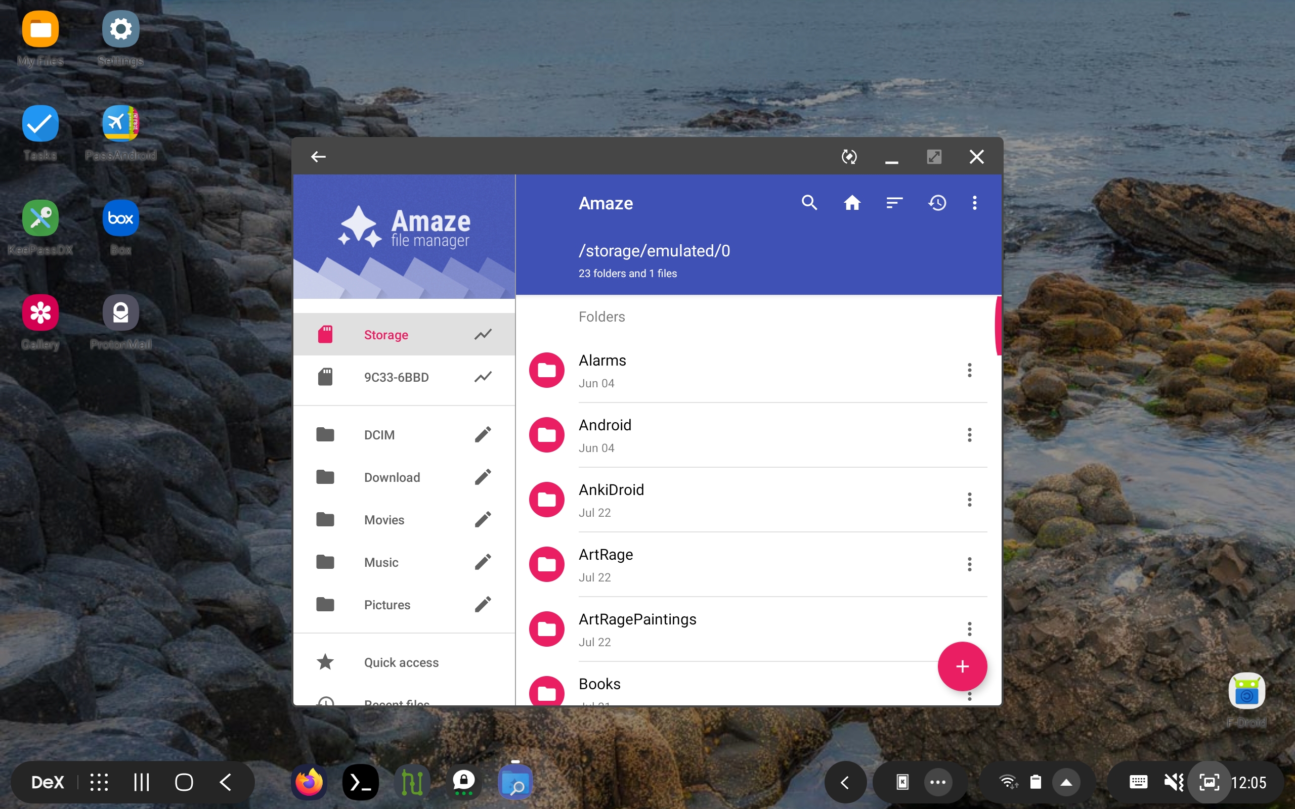 Screenshot of Amaze on Samsung DeX