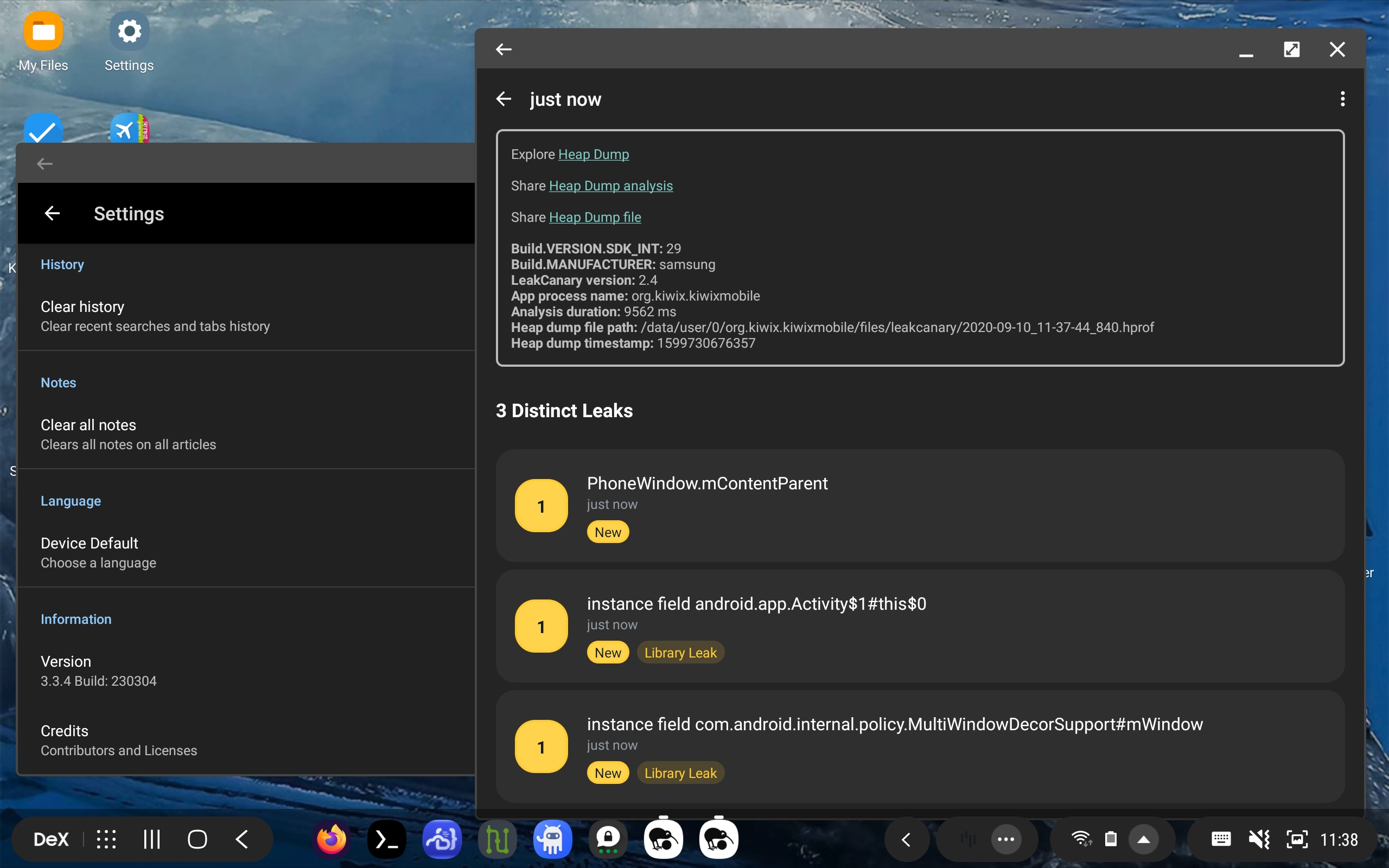 Kiwix Canary errors on Android 10