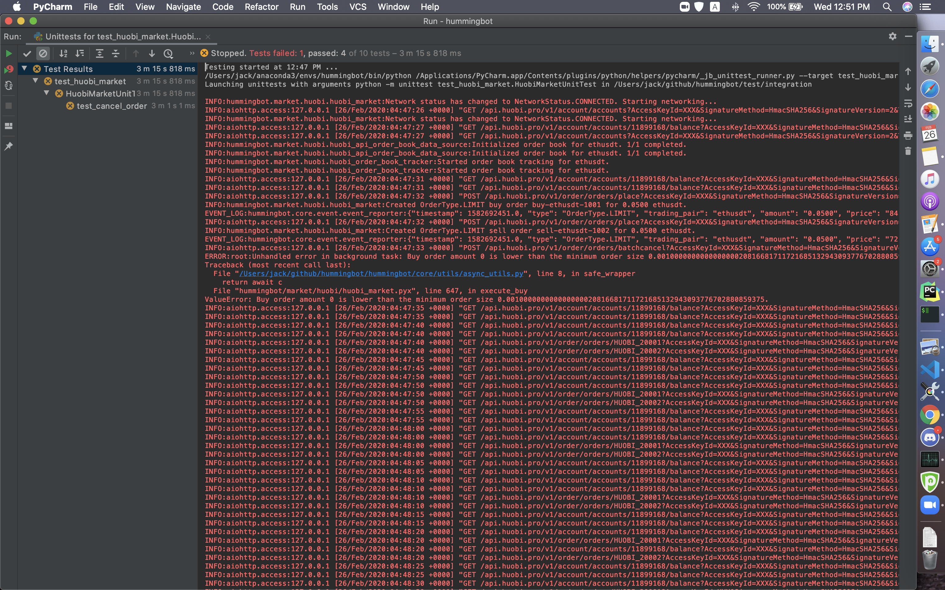 [BUG] Huobi unit tests fail · Issue #1467 · hummingbot/hummingbot · GitHub