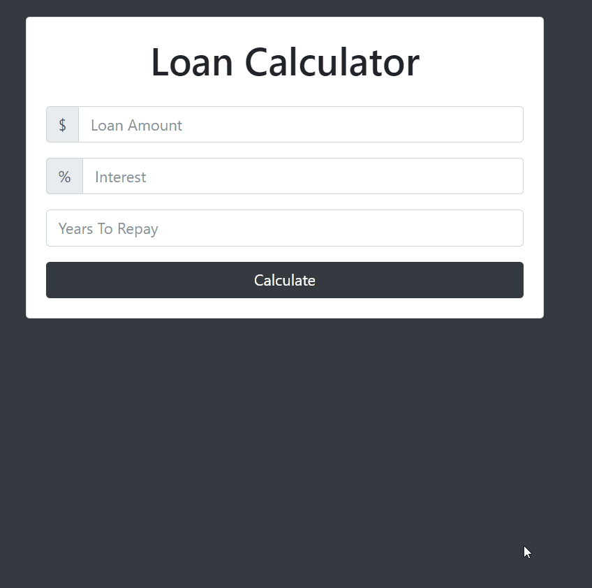 GitHub Mohdaqib18/loancalculator loan calculator app, user provides