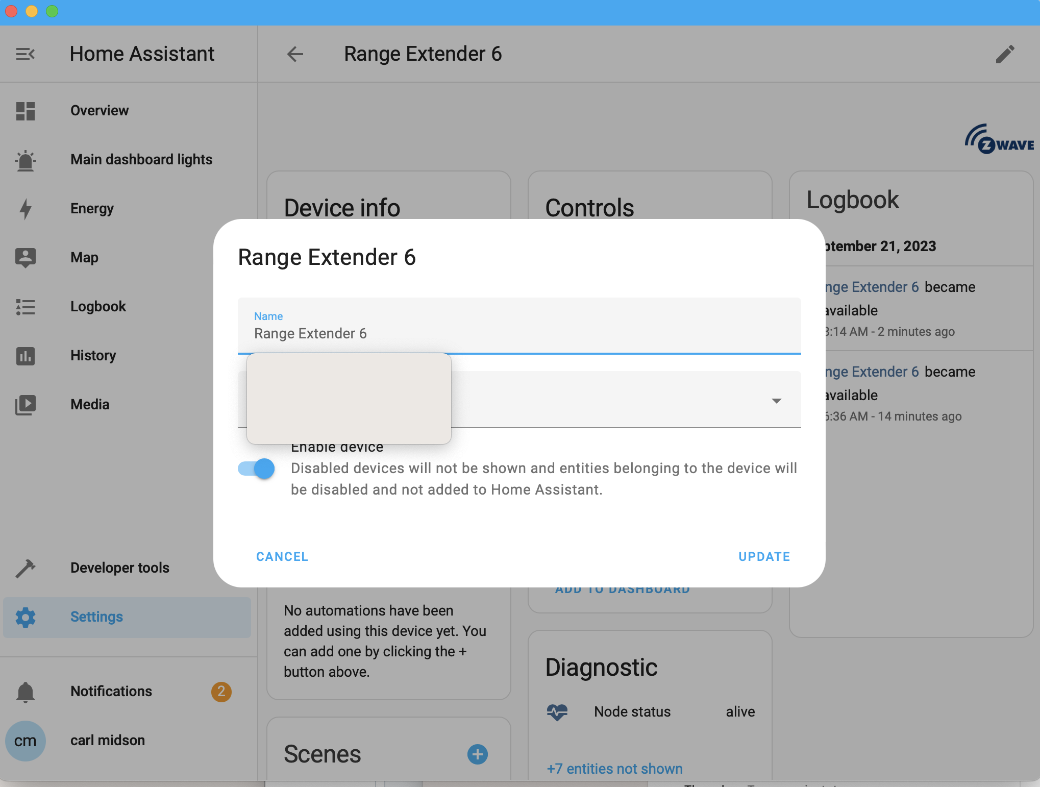 Floating blank window after adding a zwave device. · Issue 2412 · home