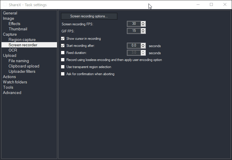 It doesn't save "Screen recording options" · Issue #5179 · ShareX ...