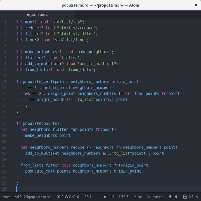 Example of a program in Micro
