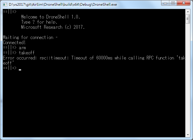 Drone shell&Takeoff no response · Issue #1118 · microsoft/AirSim · GitHub