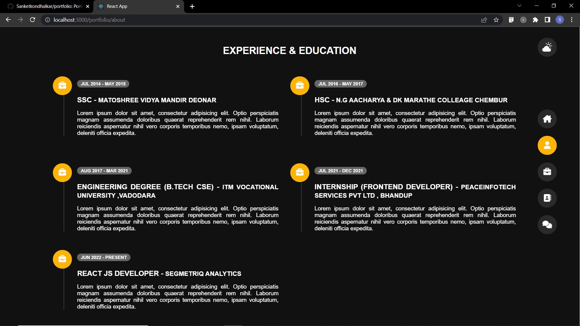 GitHub - Sanketkondhalkar/portfolio: Portfolio website Link