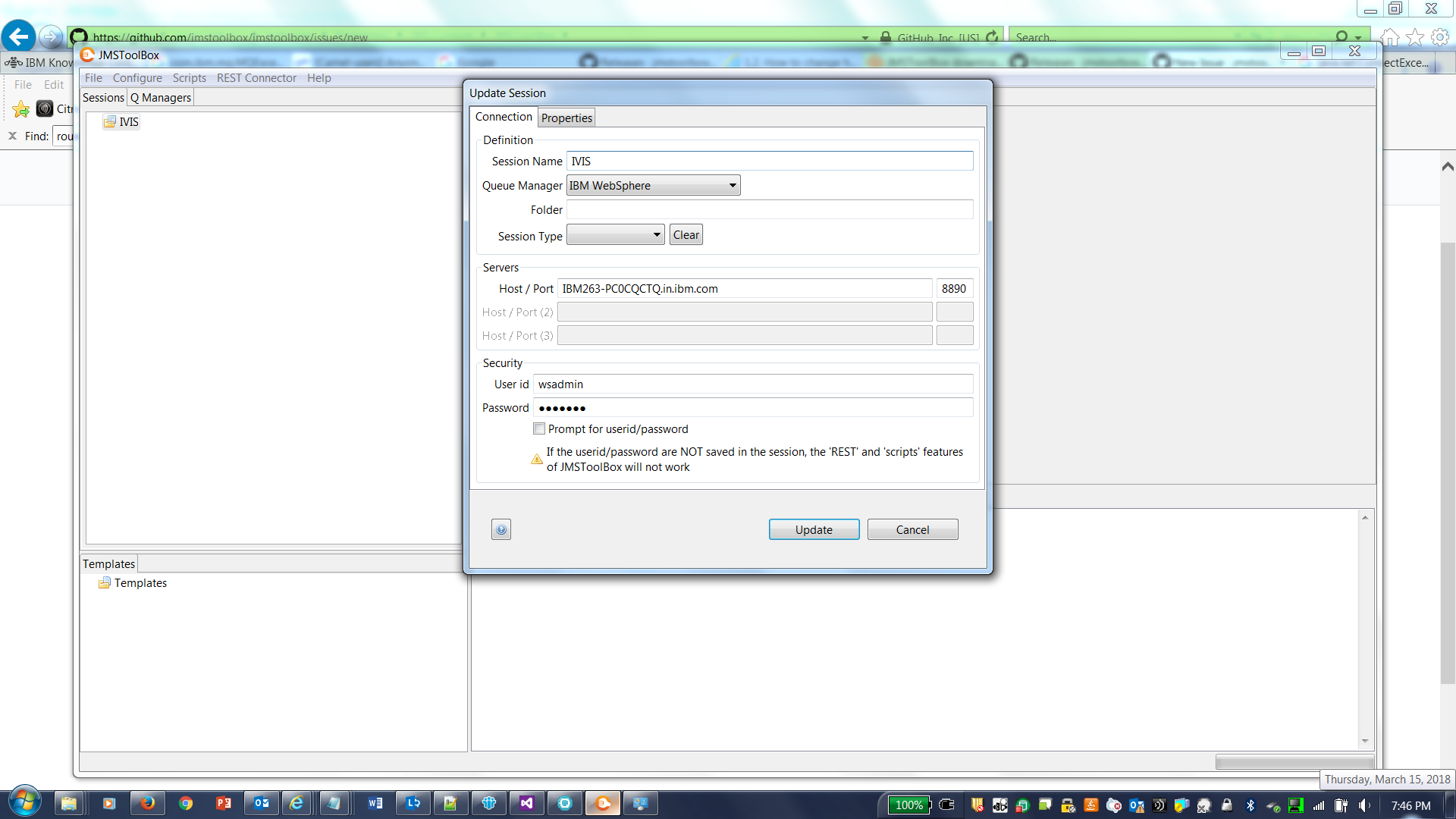 JMSToolbox does not connect to WAS v8.5.5.12 installed on my machine