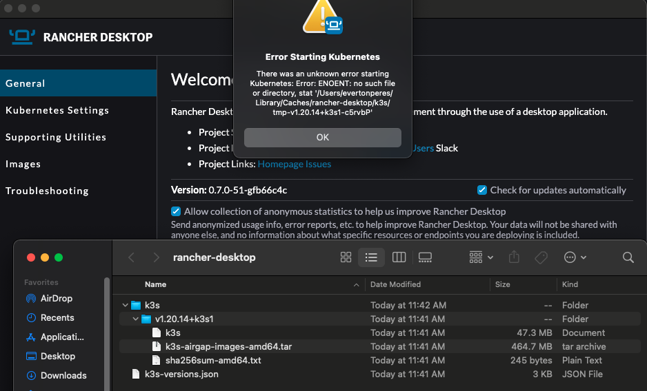 Error Starting K8s during downgrade - ENOENT k3s · Issue #1165 ...