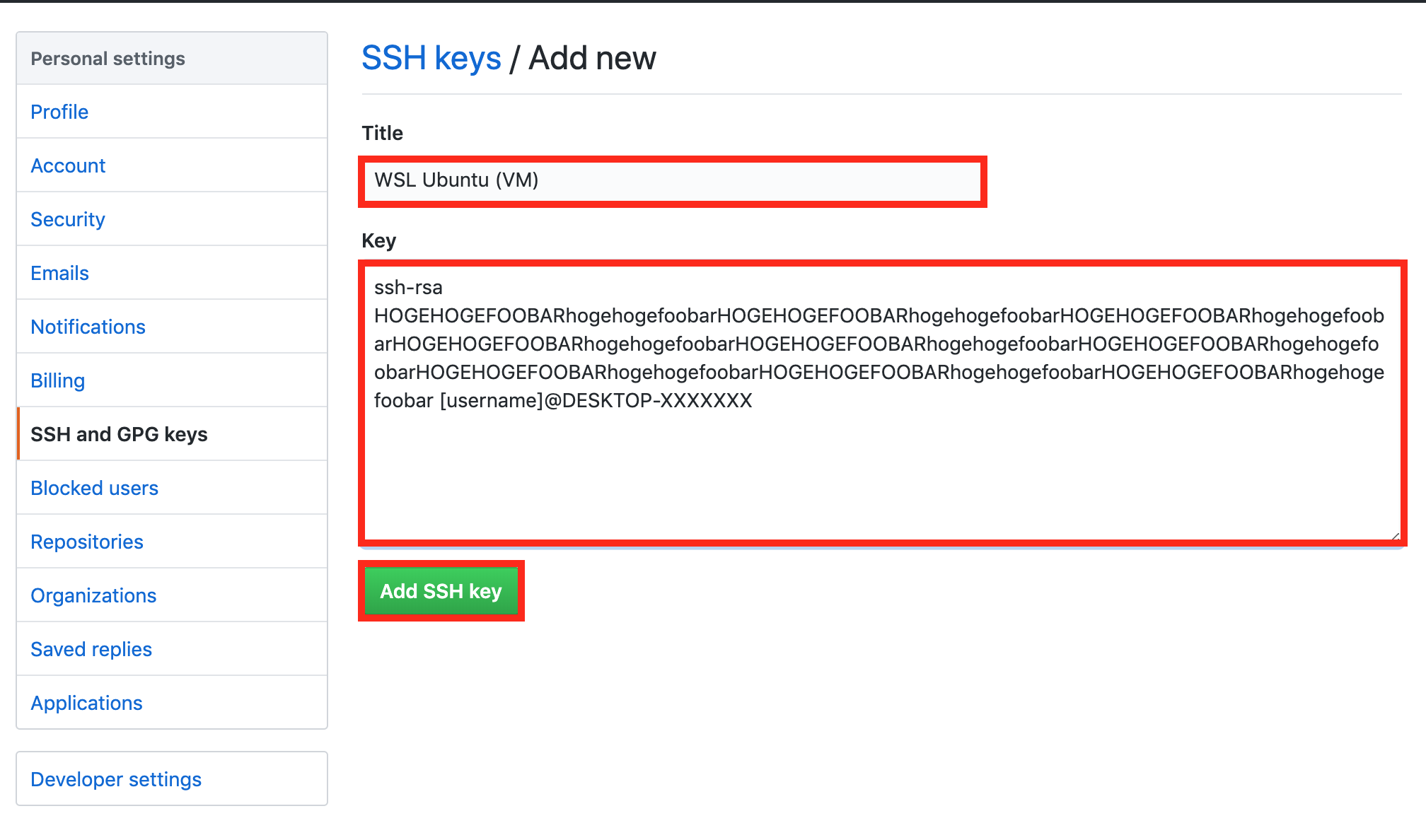 GitHub -Key Registration-