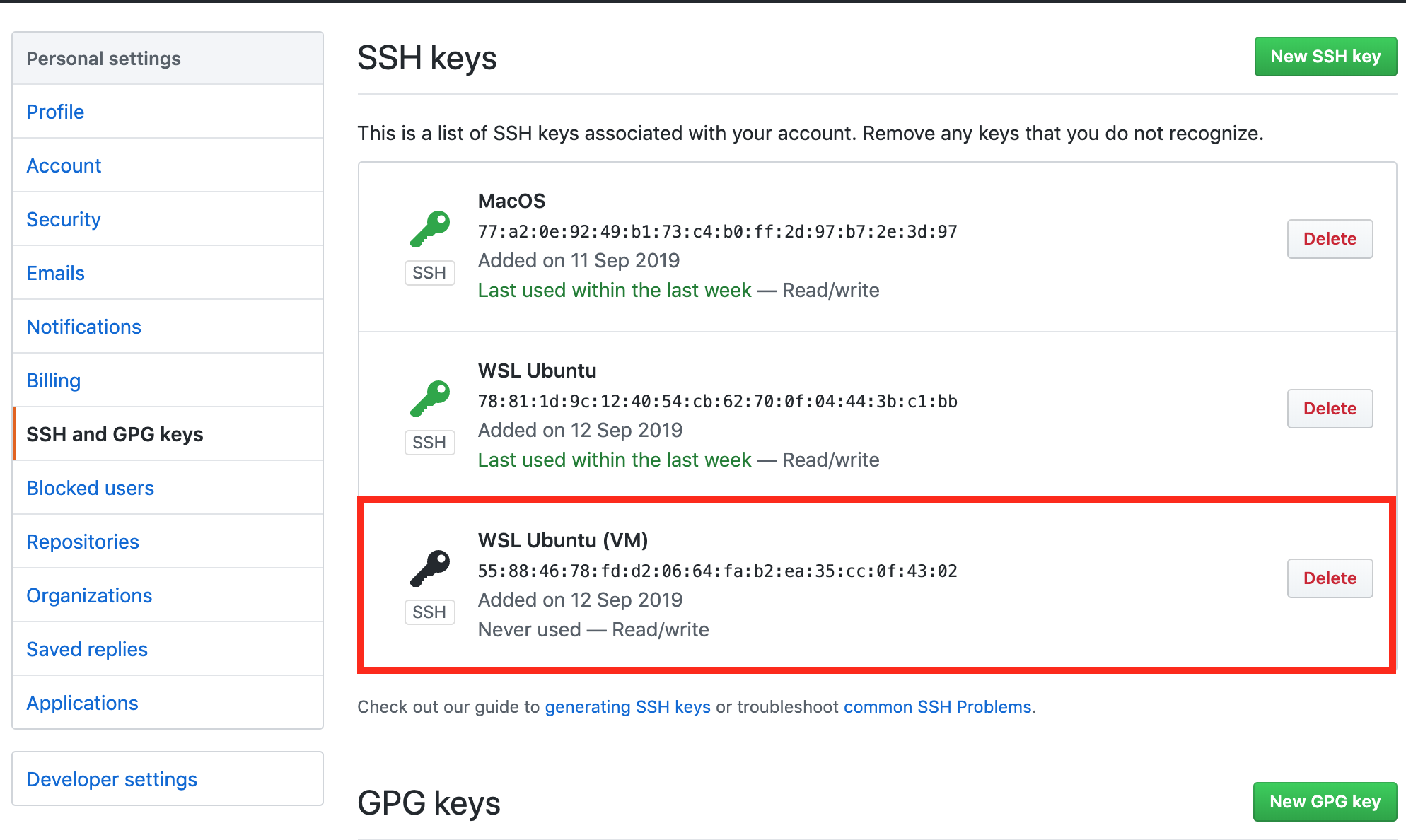 GitHub -Confirm Key-