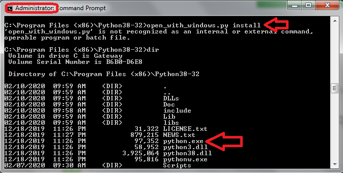 Running as Admin in correct directory - still command fails