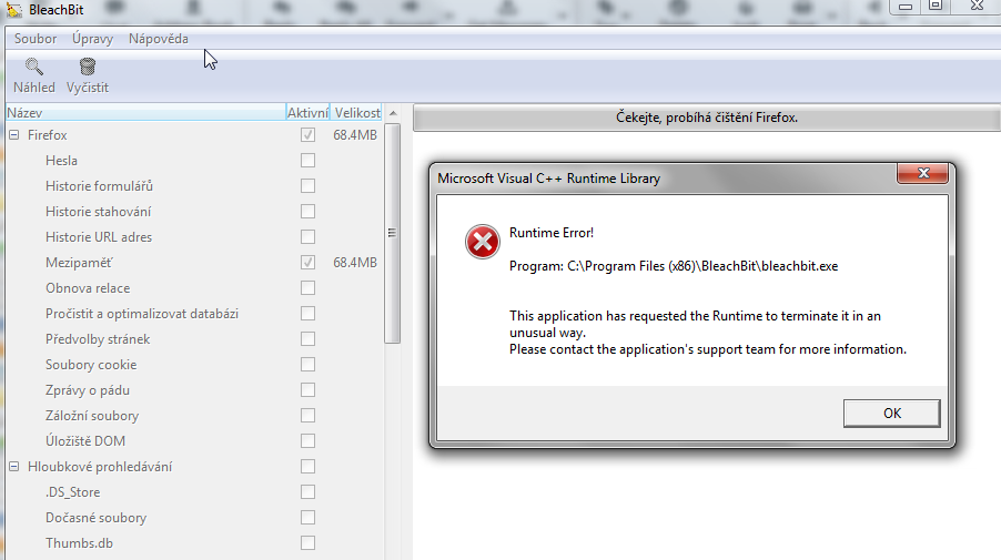 Runtime error · Issue 320 · bleachbit/bleachbit · GitHub