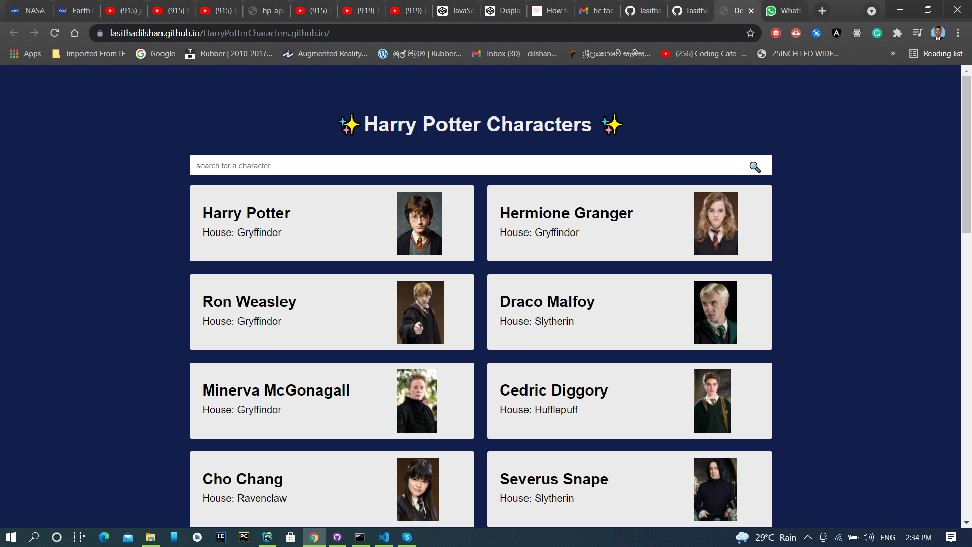 Github Lasithadilshan Harrypottercharacters Github Io This Is A