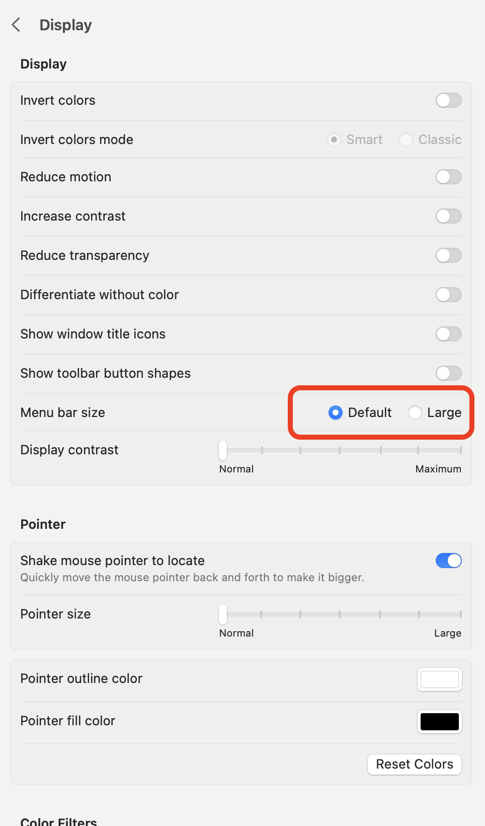 Method for scaling UI elements (Menu Bar, Dock, Icons, etc