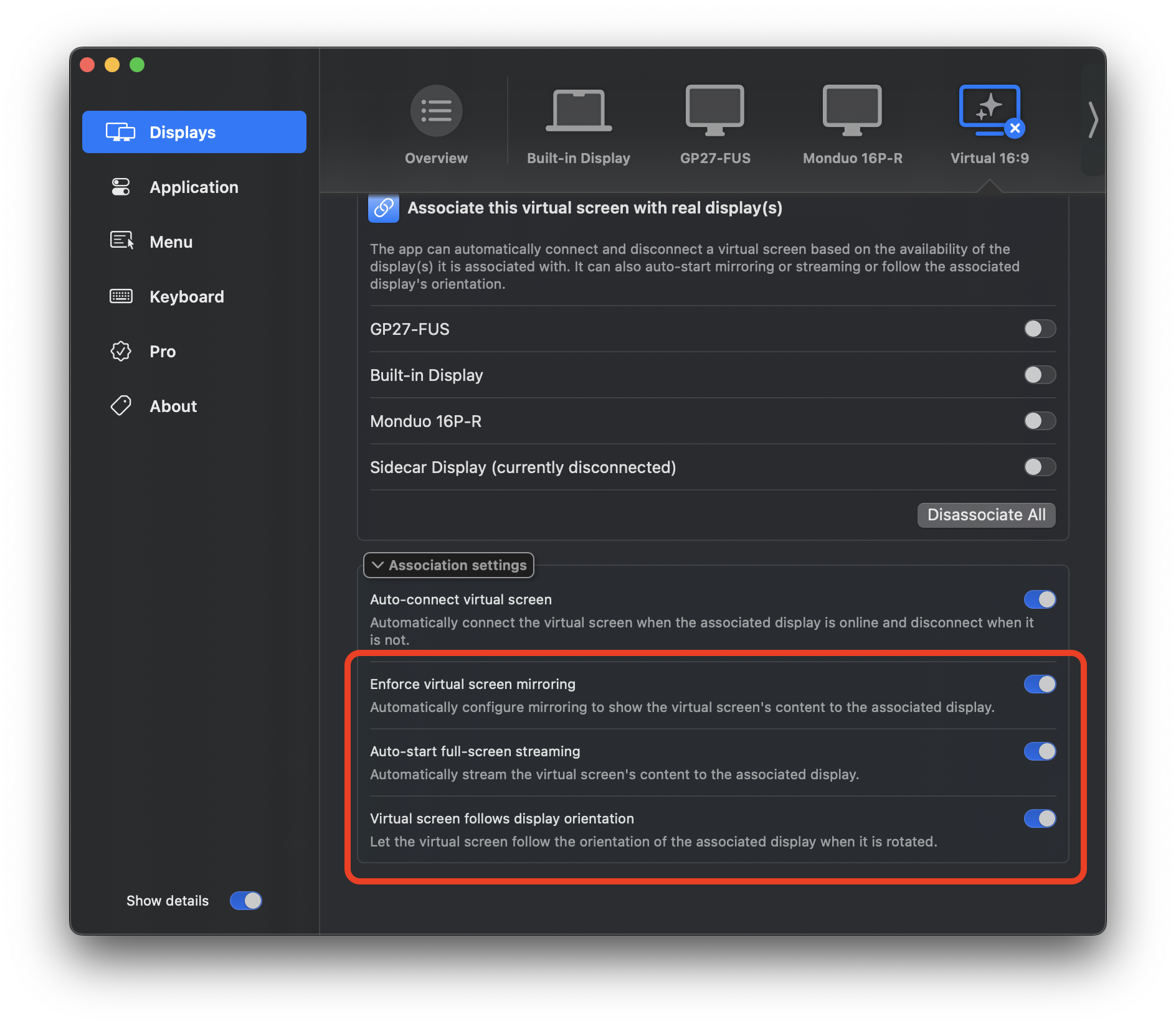 Some advanced association settings show up inverted in the Settings UI
