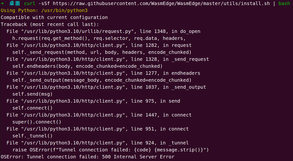 Tunnel Connection Failed 500 Internal Server Error Issue 2388 