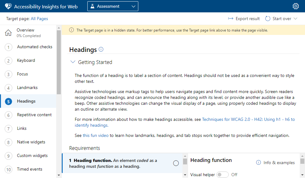 Flaky web E2E: Details View -> Assessment -> Headings should pass ...
