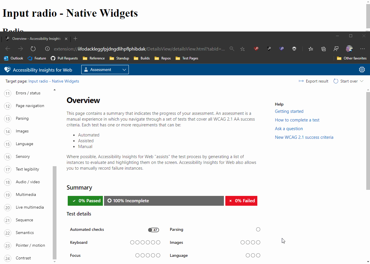 gif of 2 CSS requirements auto-passing on a page with no matching instances