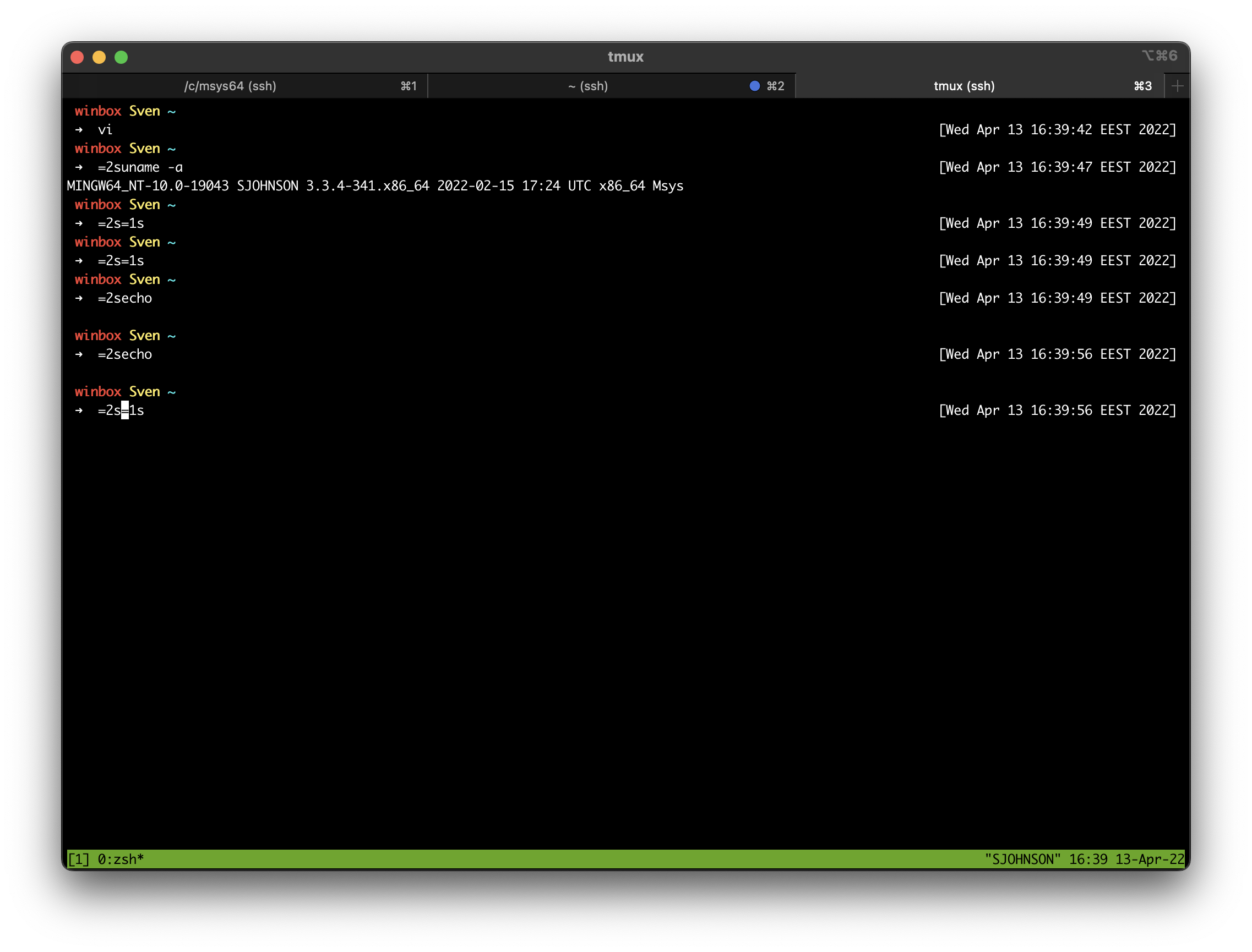 [tmux] weird characters getting printed when using tmux over ssh ...