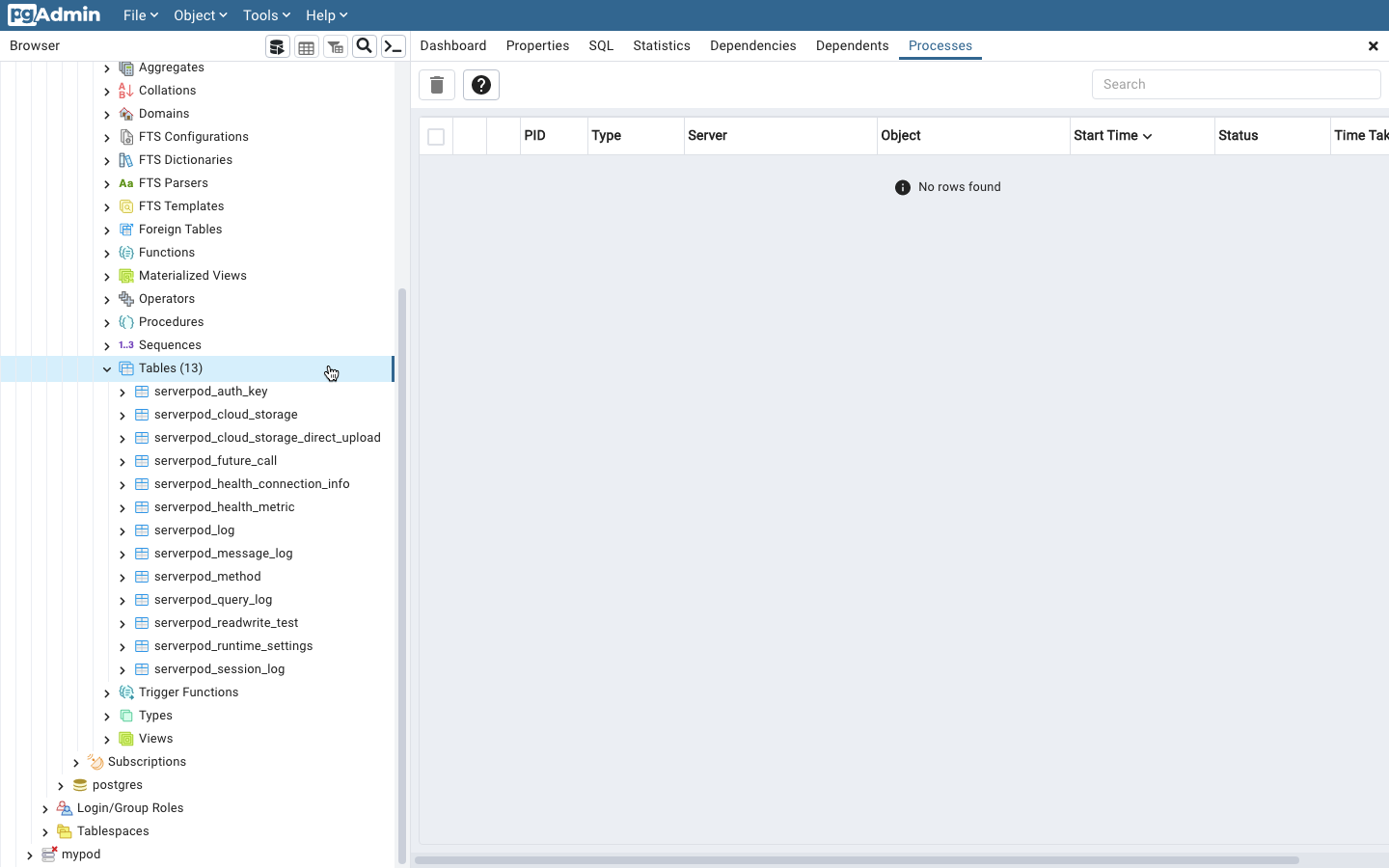 Serverpod generate is not adding the tables to postgres · serverpod ...