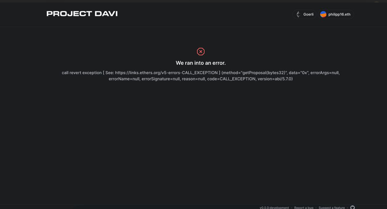 Goerli network random error appearing · Issue 321 · DXgovernance