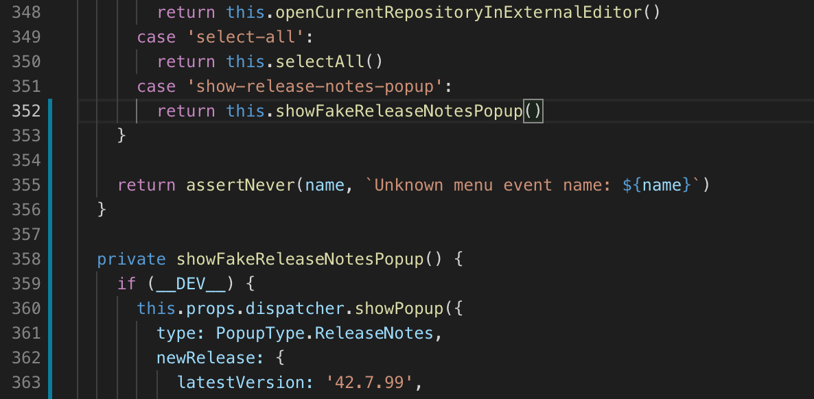 Add a dev-only menu item to show the release notes popup by koralcem ...