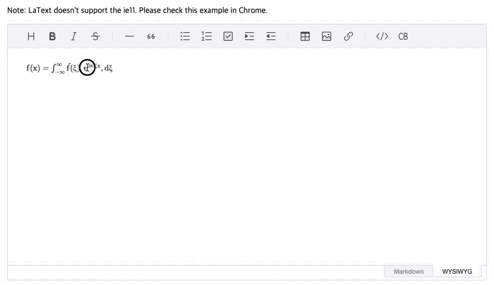 Is it possible to render Latex content directly in the wysiwyg editor