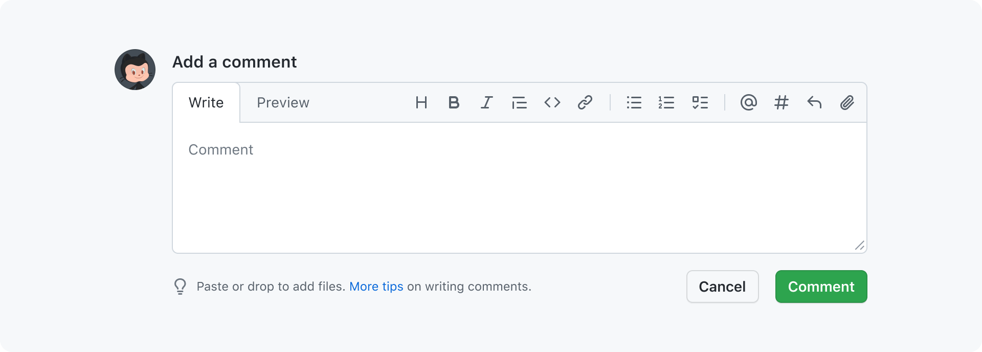 Comment box Interface guidelines