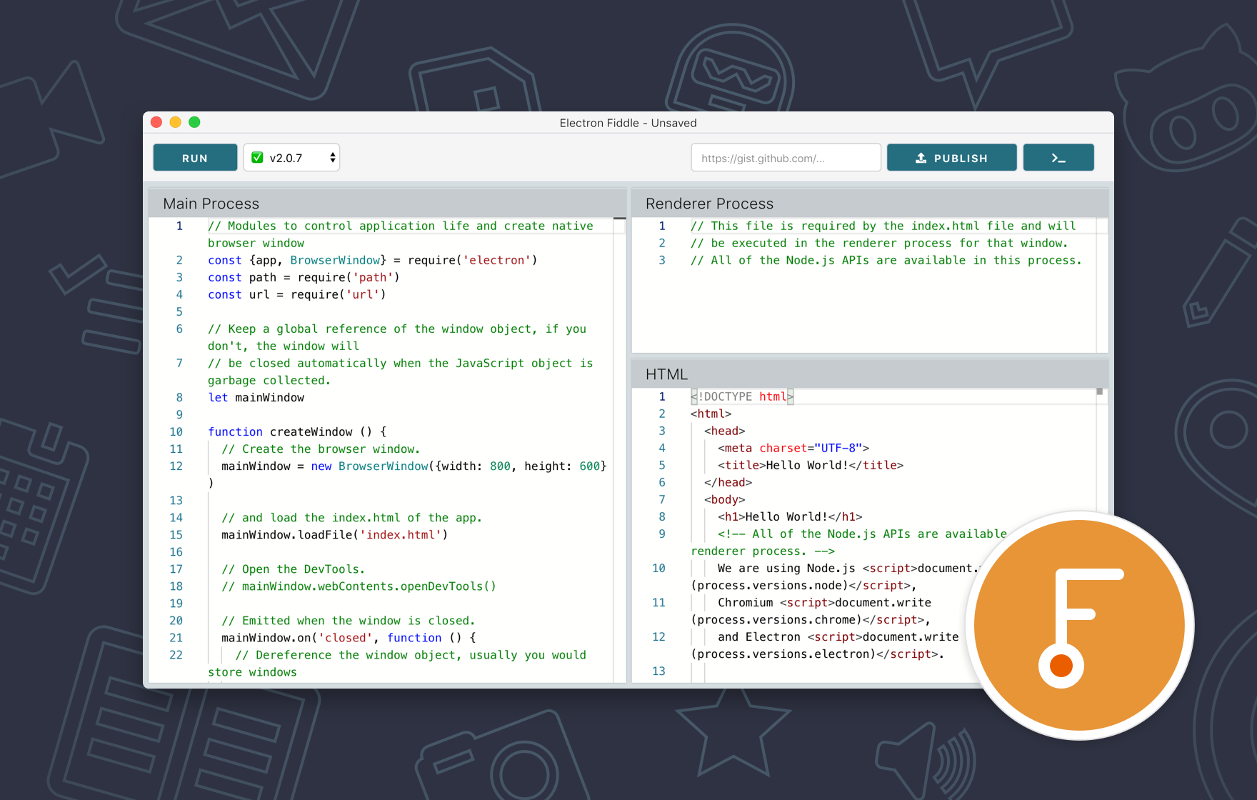 Electron Fiddle screenshot