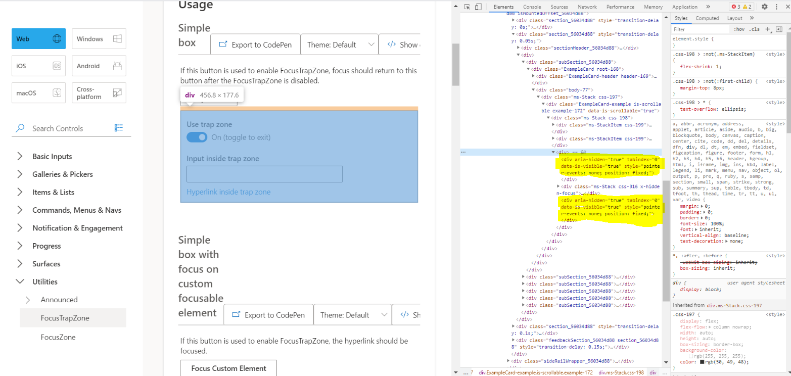 Office UI Fabric React FocusTrapZone : Aria-Hidden Elements are ...
