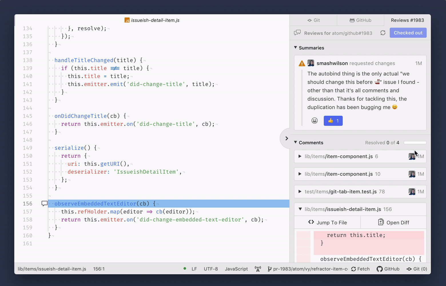 A demonstration of how to add emoji reactions in Atom