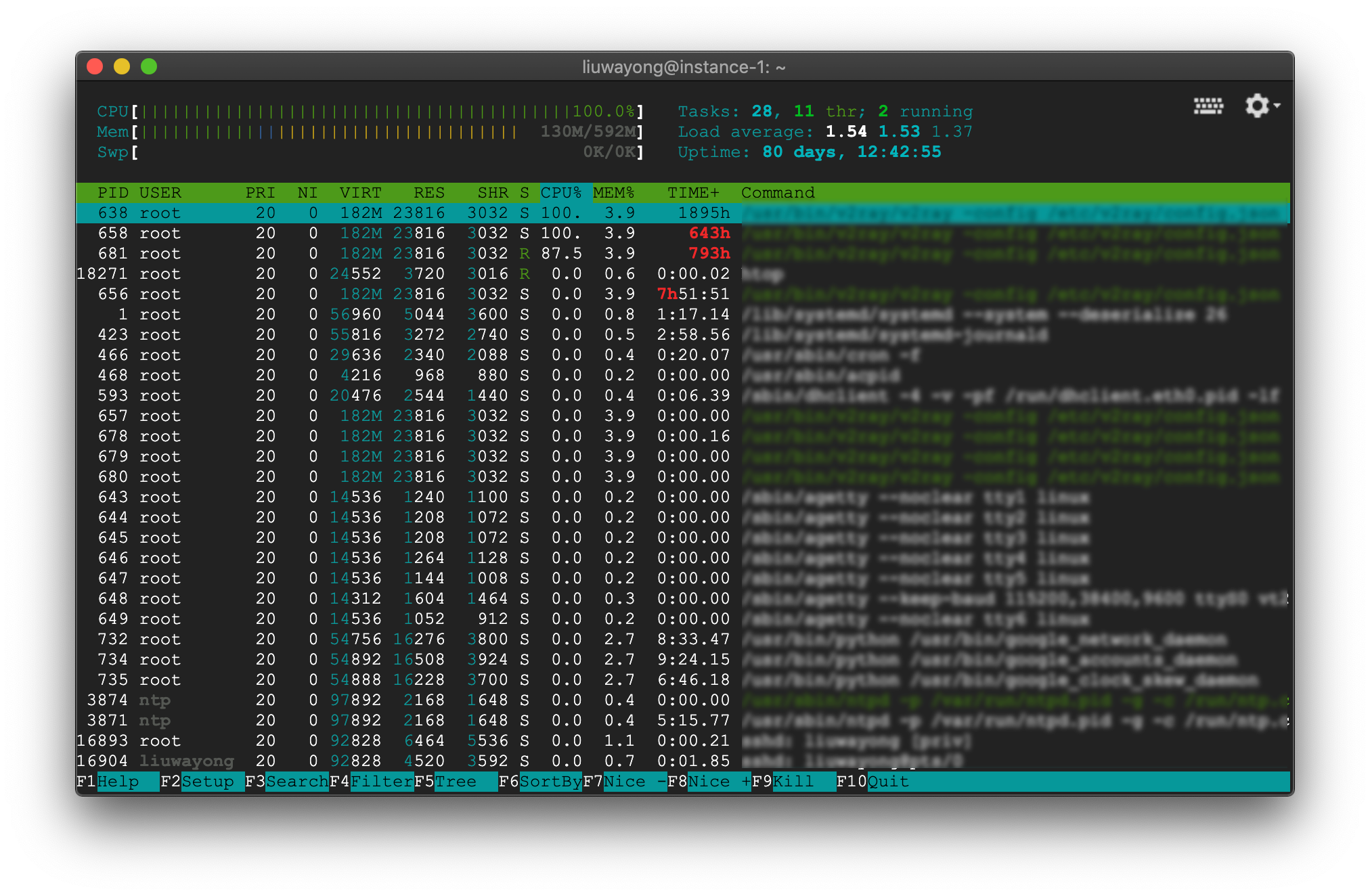 htop 的界面界面