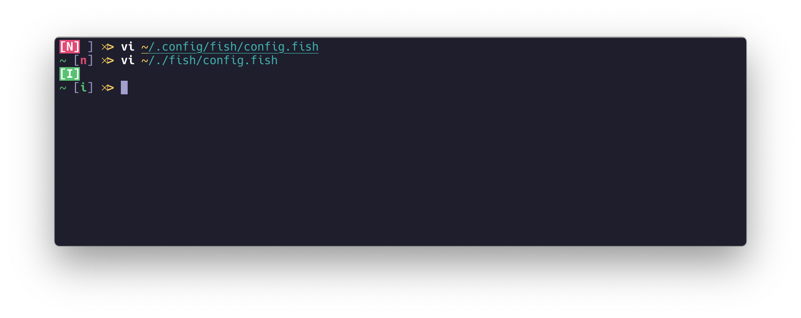 fish 默认的 vi 状态展示
