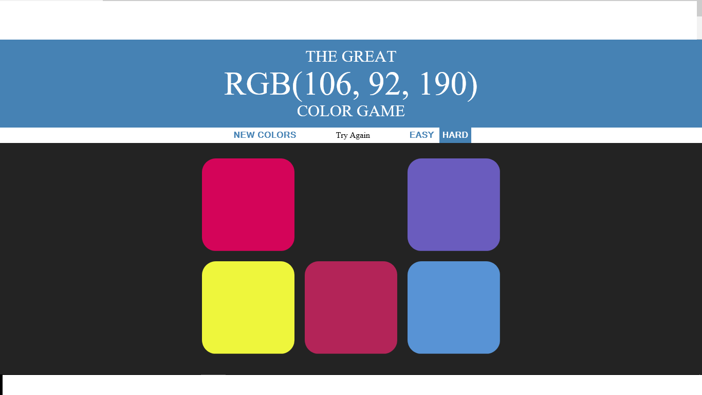 GitHub - nairmukul/Color-Game: RGB based color guessing game. There are ...