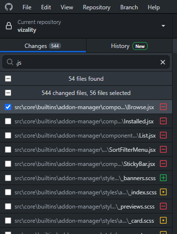 GitHub Desktop Filter Accordion