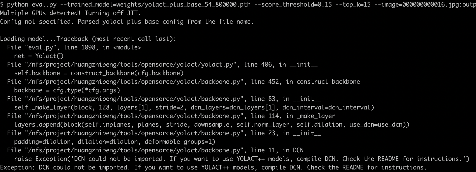 yolact++ eval error · Issue #398 · dbolya/yolact · GitHub