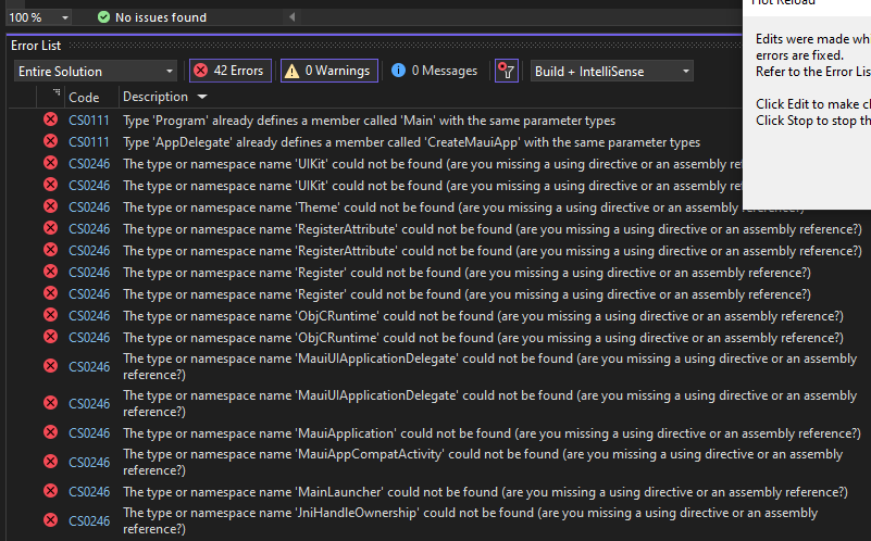 MAUI Hot Reload Not Working in VS 2022 17.2.0 Preview 3 · Issue #6403 ...