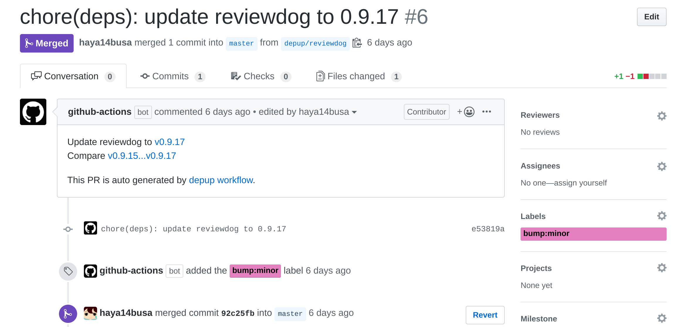 reviewdog depup demo