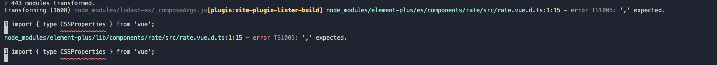 使用vite的vue-tsc打包element-plus的rate时报错 error TS1005: ',' expected ...