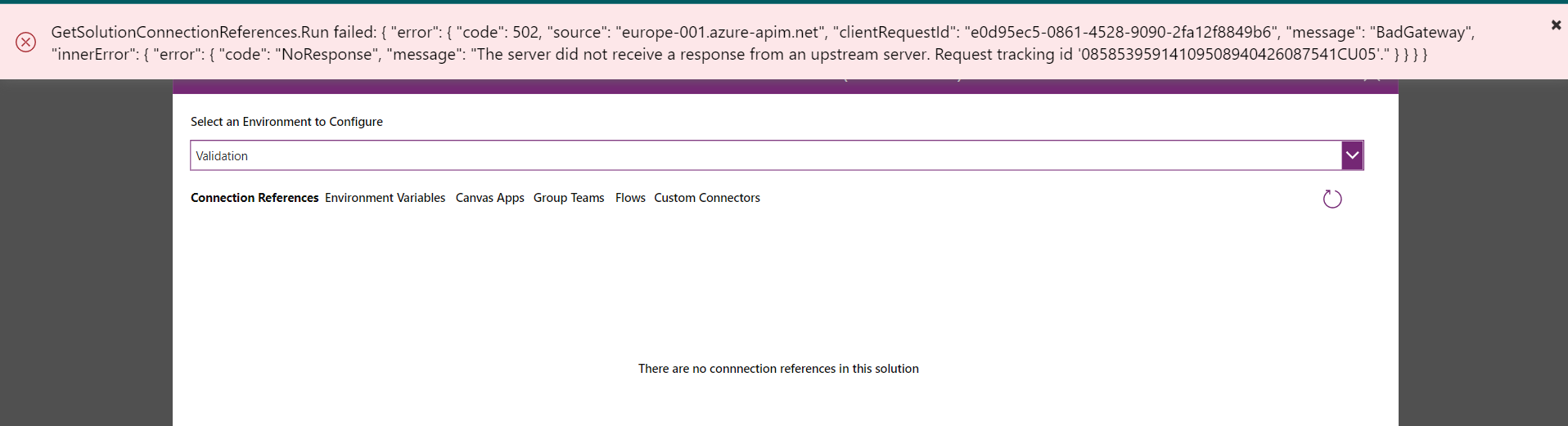  alm accelerator bug getsolutionconnectionreferences run failed