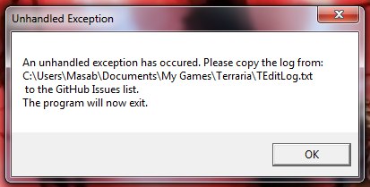 T edit crash · Issue #1069 · TEdit/Terraria-Map-Editor · GitHub
