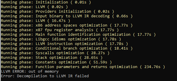 out of memory · Issue #814 · avast/retdec · GitHub