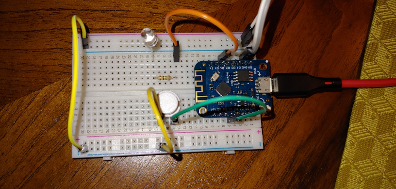 sample hardware setup on a breadboard
