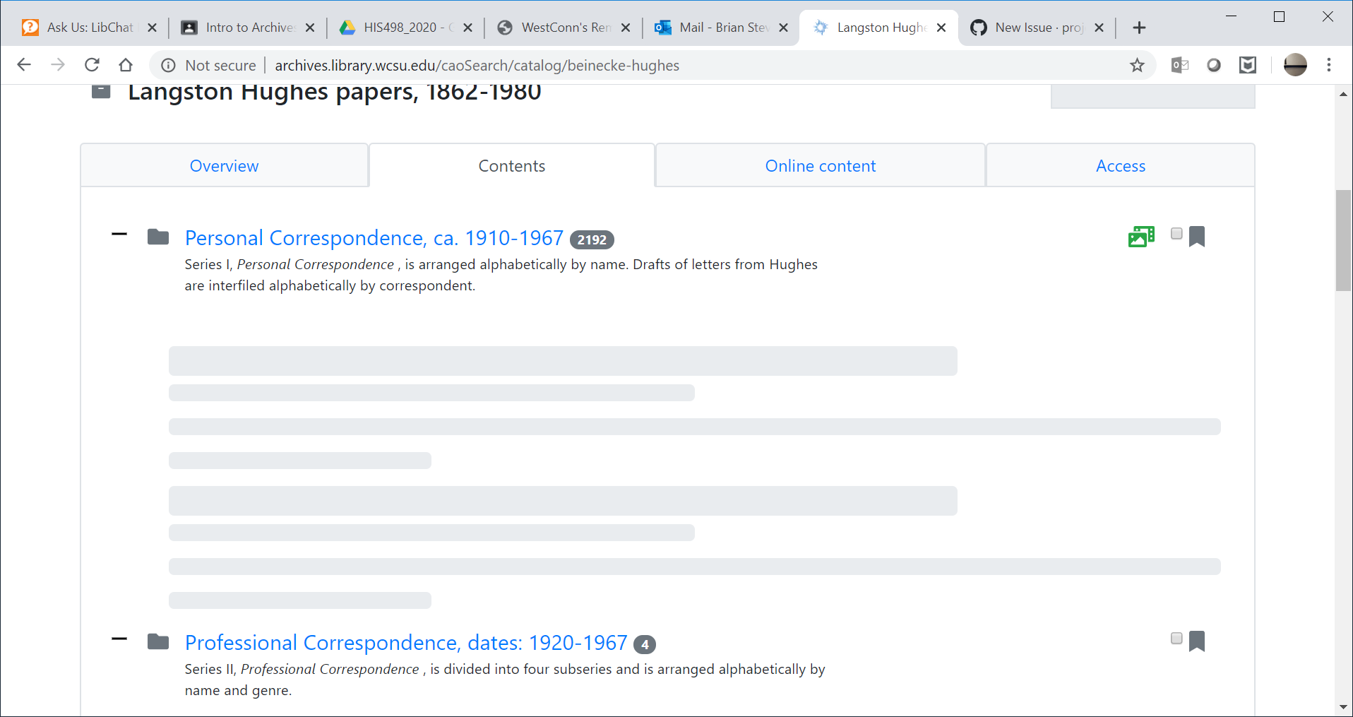 Larger collections "Contents" tab takes a long time to load · Issue