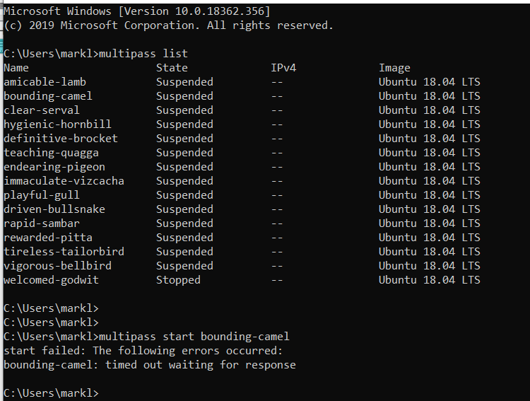 Lost all multipass instances after Windows update (Win10 Pro) · Issue