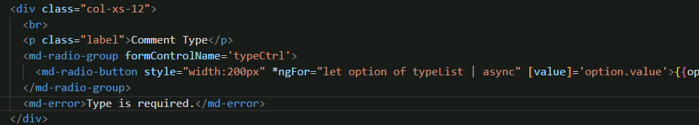 how to display required validation error message for md-radio-group ...