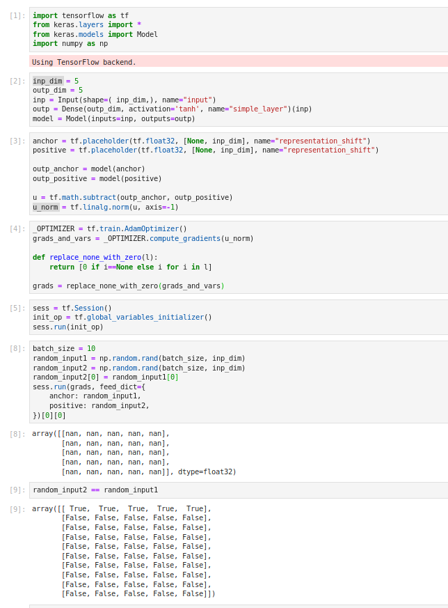 Gradient returns "Nan" values when using triplet loss with similar ...